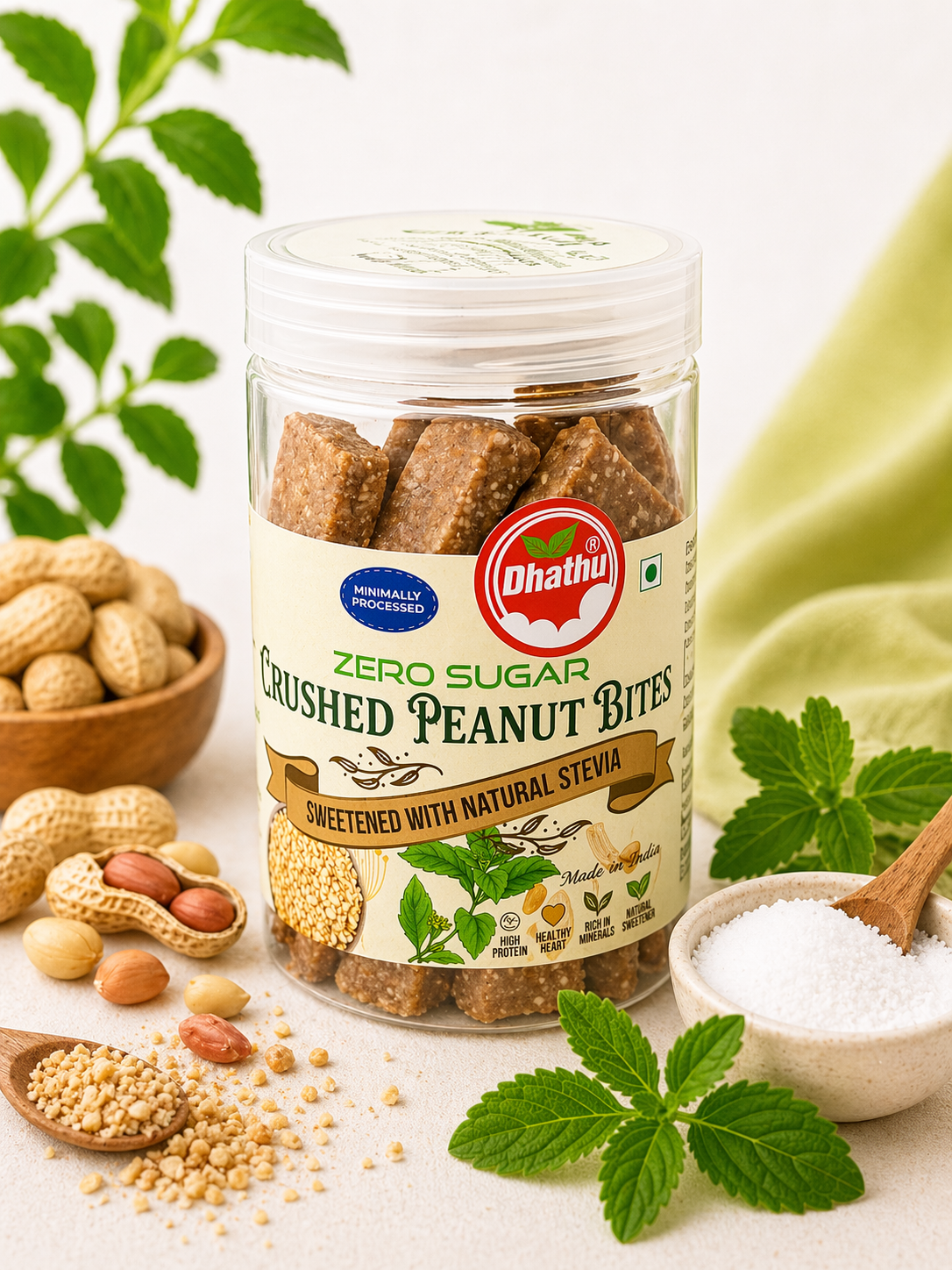 Zero Calorie Stevia Crushed Peanut Bites