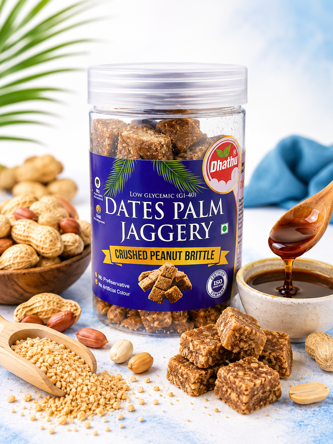 Dates Palm Jaggery Crushed Peanut Chikki - 250g