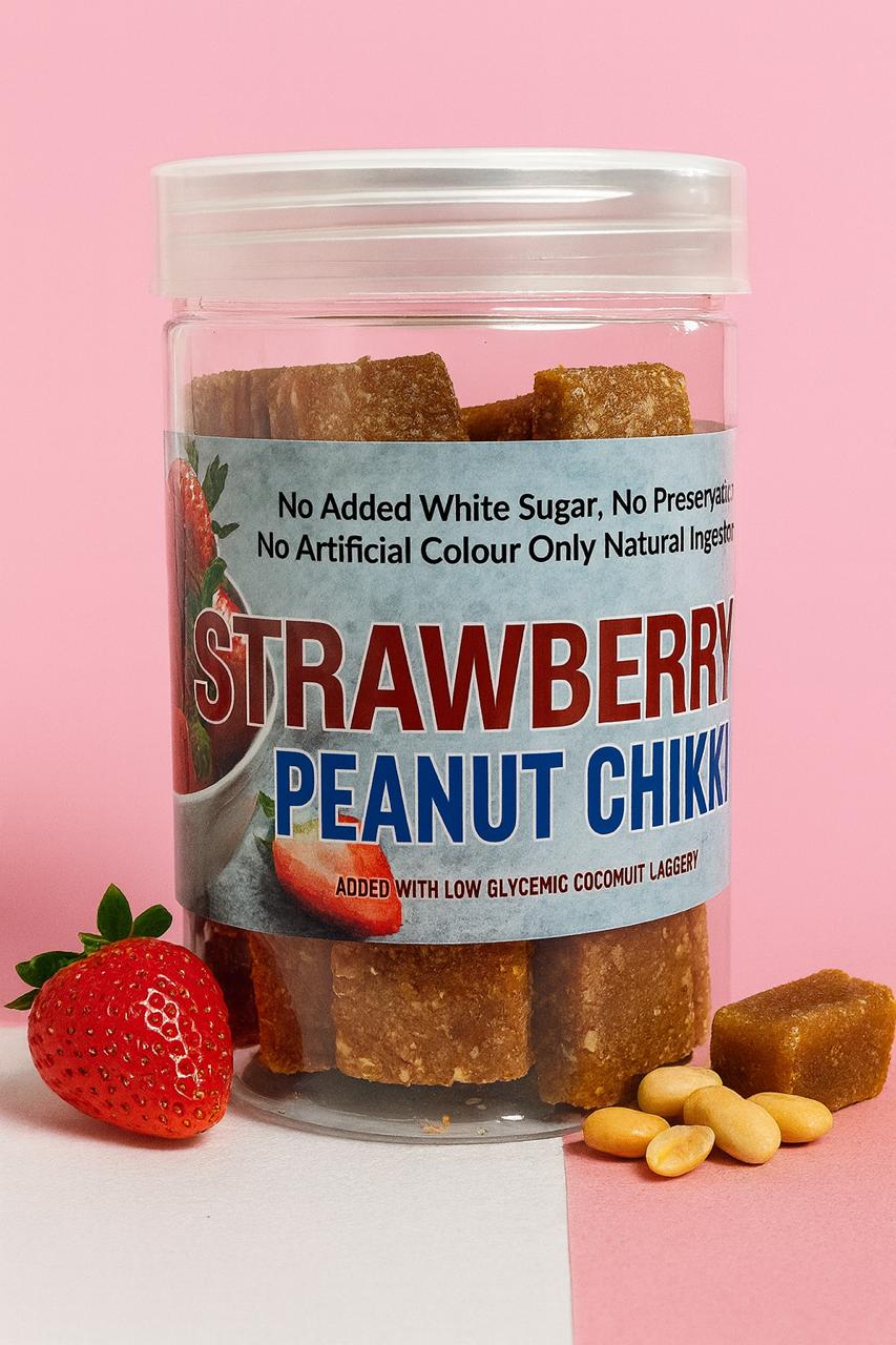 Coconut Neera Strawberry Peanut Chikki - 250g